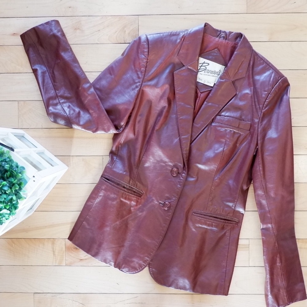 Vintage Berman’s Leather Jacket Burgundy Women’s 8